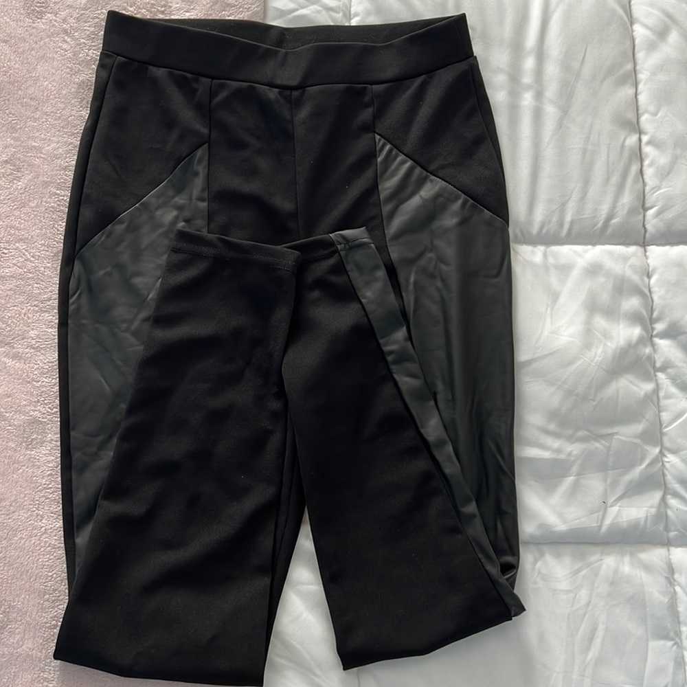 cute black leggings with black metallic strip on each leg